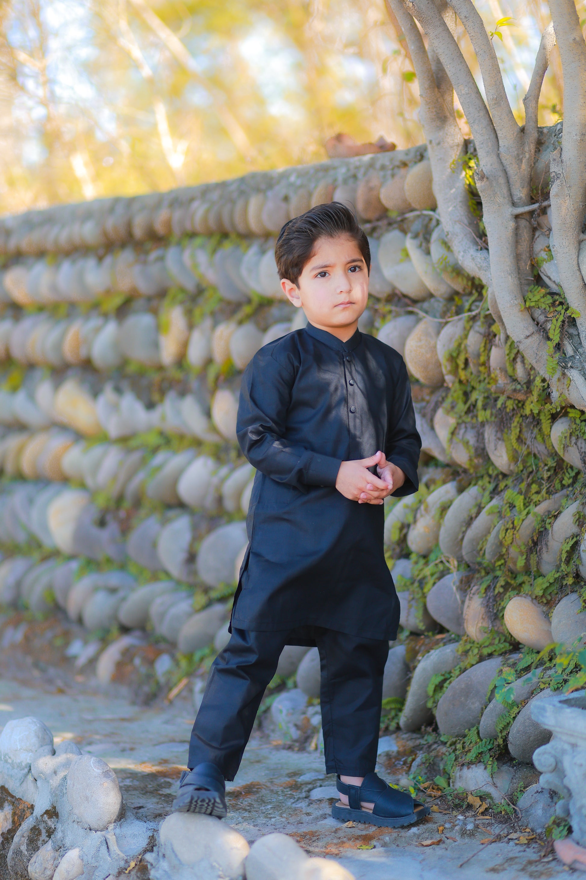 Black cotton shalwar kameez for boys in Pakistan – Comfortable traditional wear