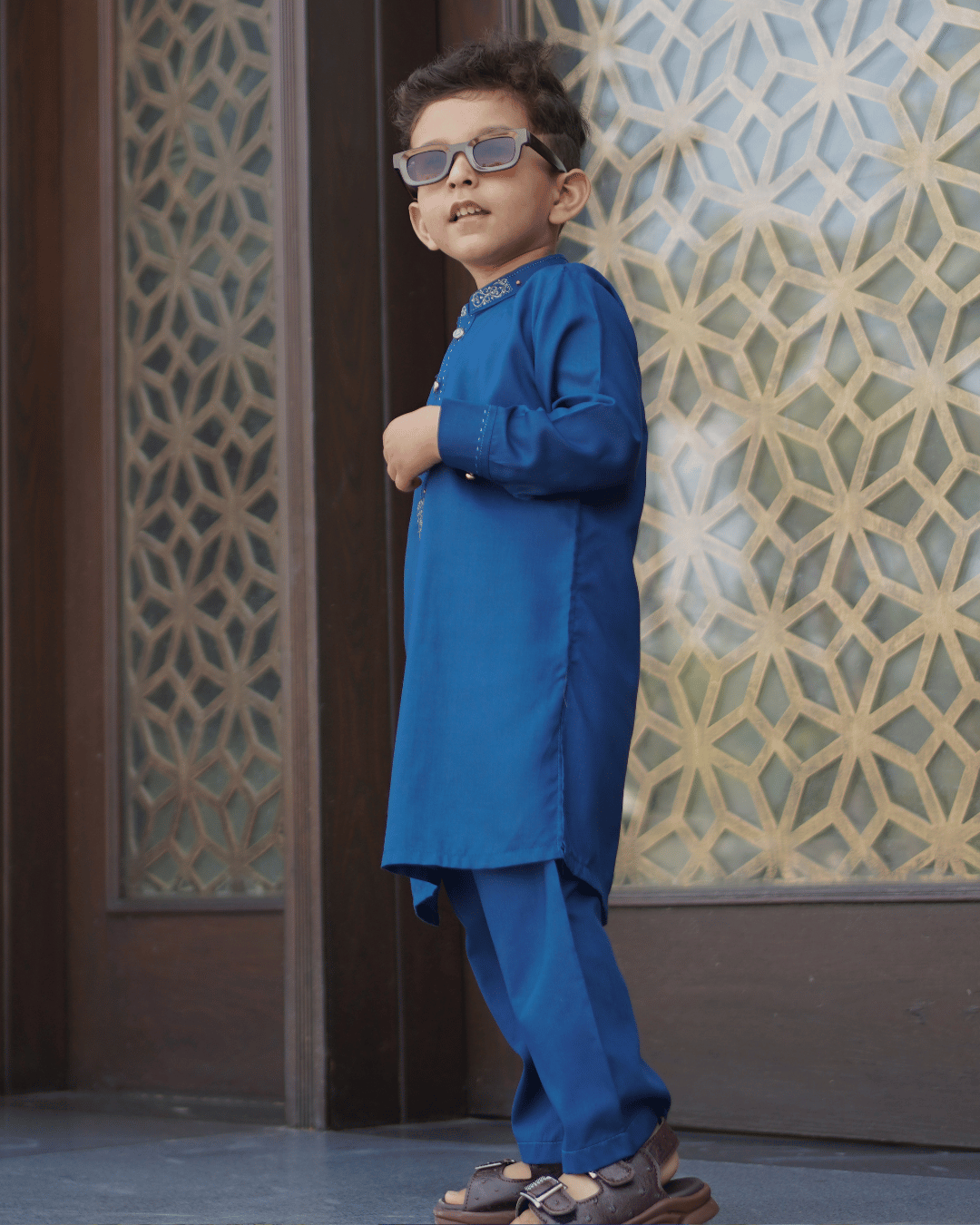 Royal Blue Kurta Trouser – Italian Wash & Wear with Zari  Work