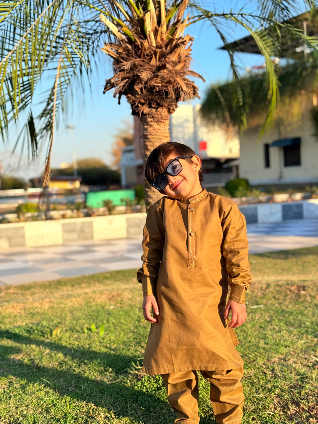 Mustard Cotton Boys Shalwar Kameez – Premium Summer Wear for Kids