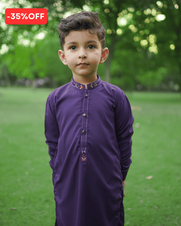 Royal Purple Kurta Pajama– Zari Embroidery – Premium Festive Wear