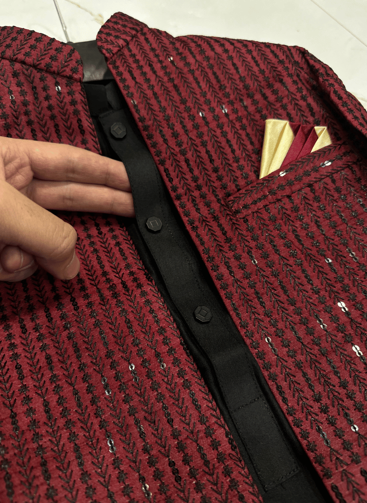 Maroon Open Prince Coat for Boys 