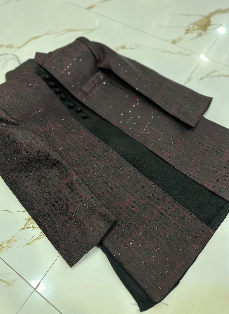 Plum Maroon Long Prince Coat for Boys – Premium Long Coat with Black Kurta Pajama