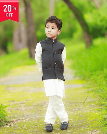 Boys Black Waistcoat Suit Set 3–Piece