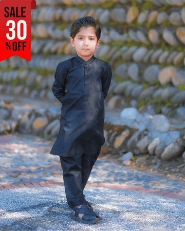 Black Boys Shalwar Kameez – Cotton Fabric – Classic Fit – Traditional Wear Pakistan