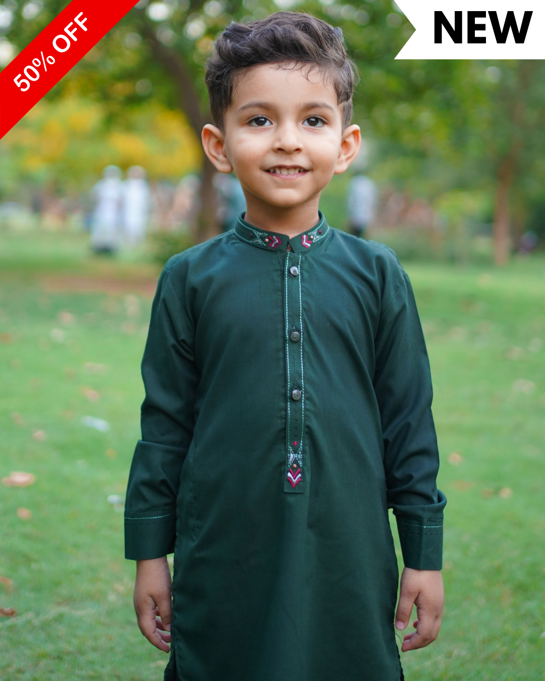 Bottle Green Zari Embroidered Boys Shalwar Kameez – Festive & Wedding Wear for Kids Pakistan

