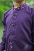 Purple Zari Embroidered Boys Shalwar Kameez – Premium Festive & Wedding Wear for Kids Pakistan


