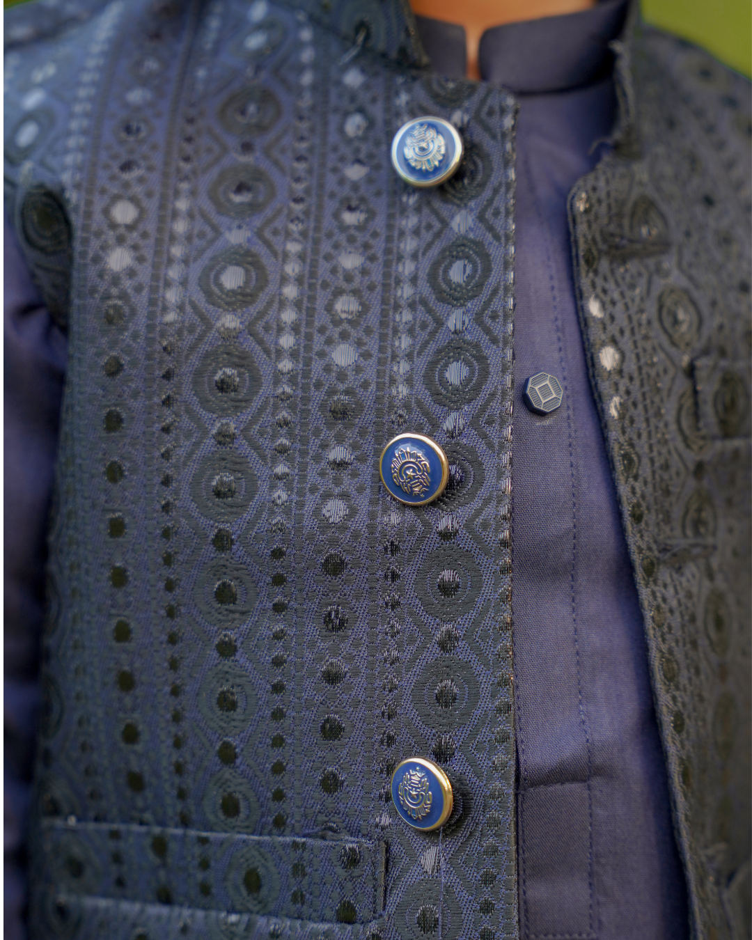 Boys Blue Vestcoat Suit 3-Piece – Imported Dulha Fabric Kids Formal Wear Pakistan
