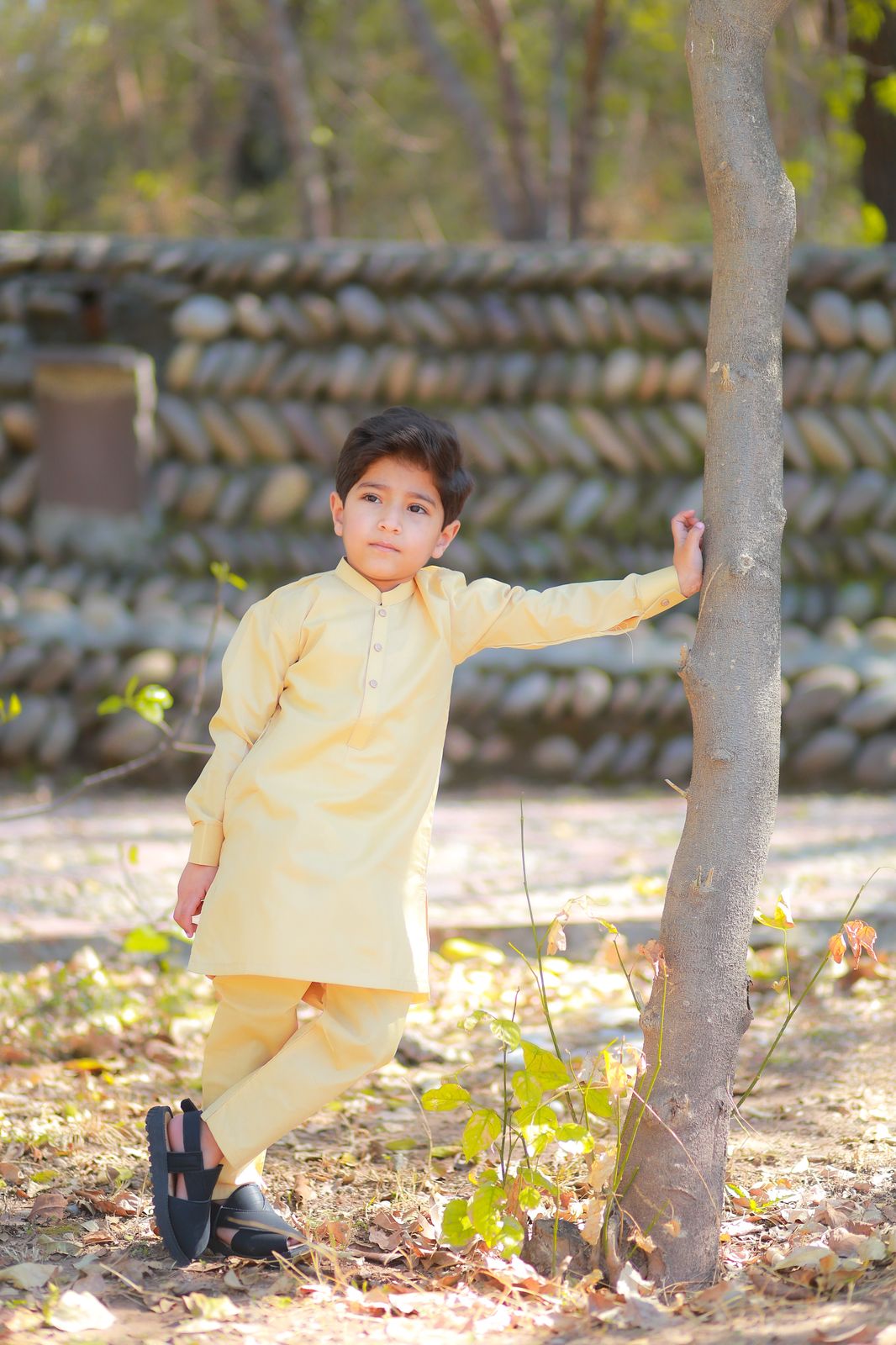 Lemon cotton shalwar kameez for boys – Lightweight traditional outfit for kids

