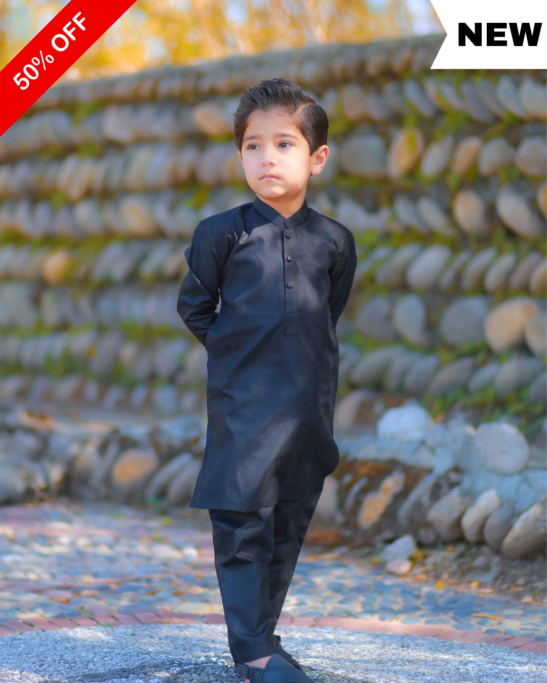 Black cotton shalwar kameez for boys in Pakistan – Comfortable traditional wear
