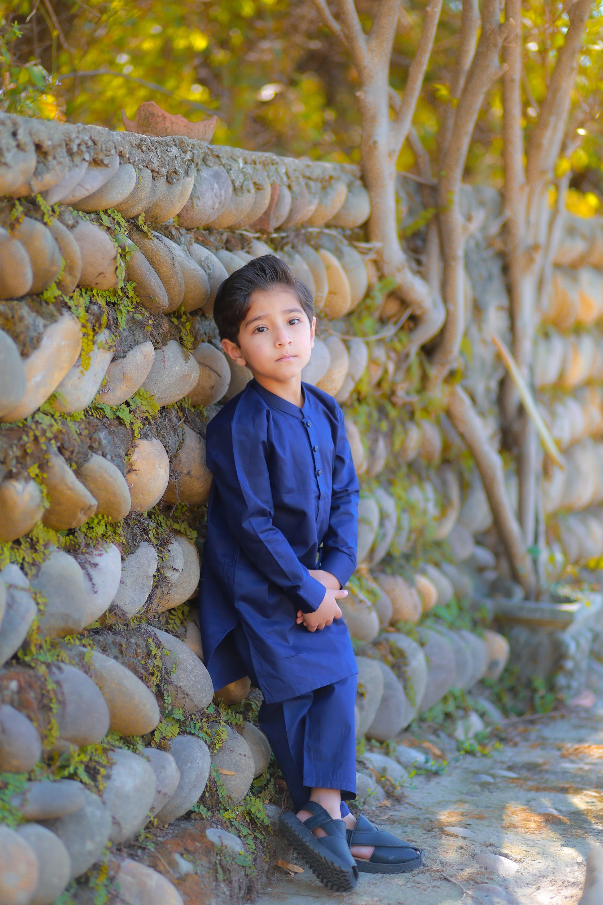 Blue cotton shalwar kameez for boys – Soft breathable traditional outfit