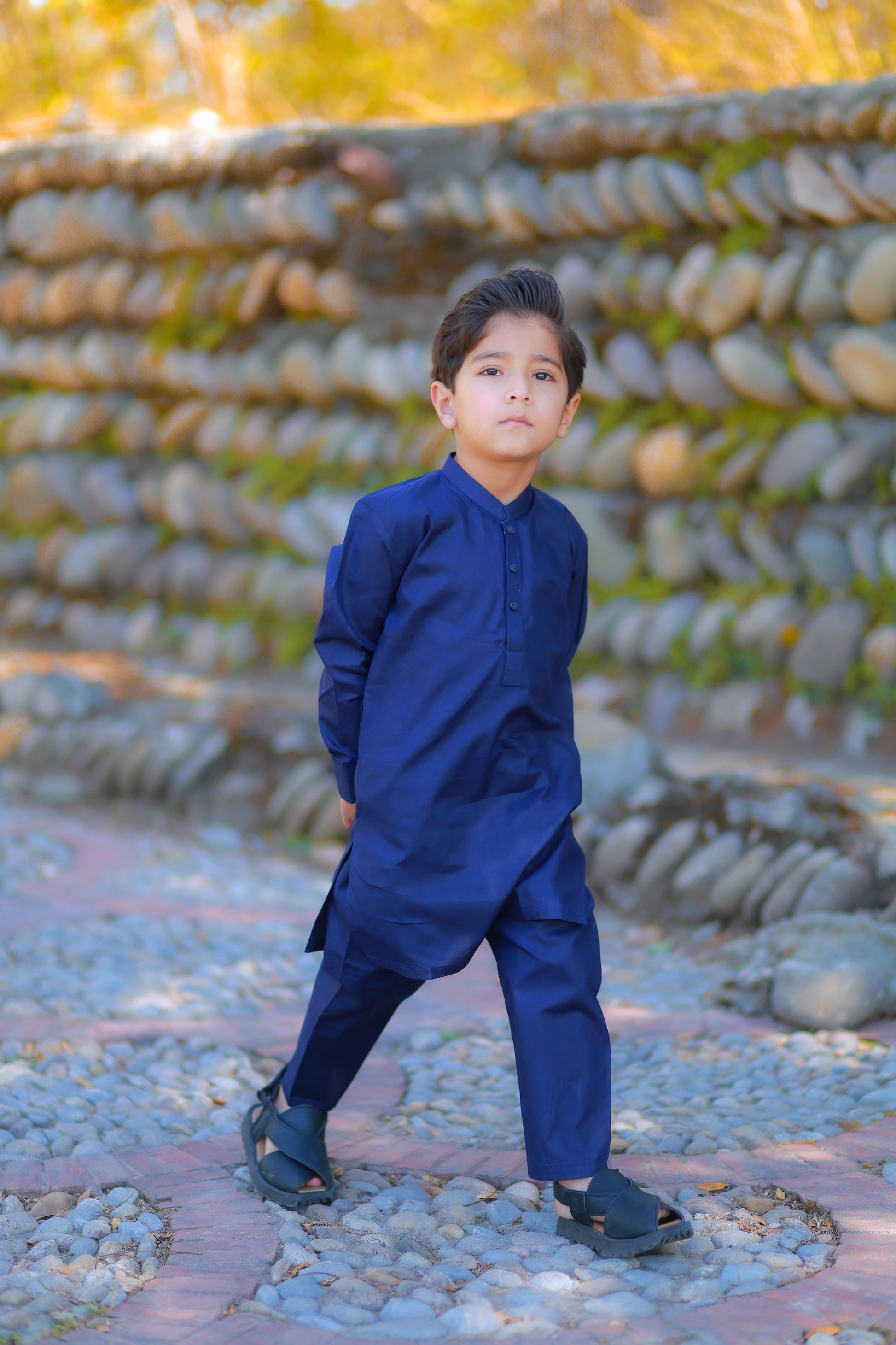 Blue cotton shalwar kameez for boys – Soft breathable traditional outfit